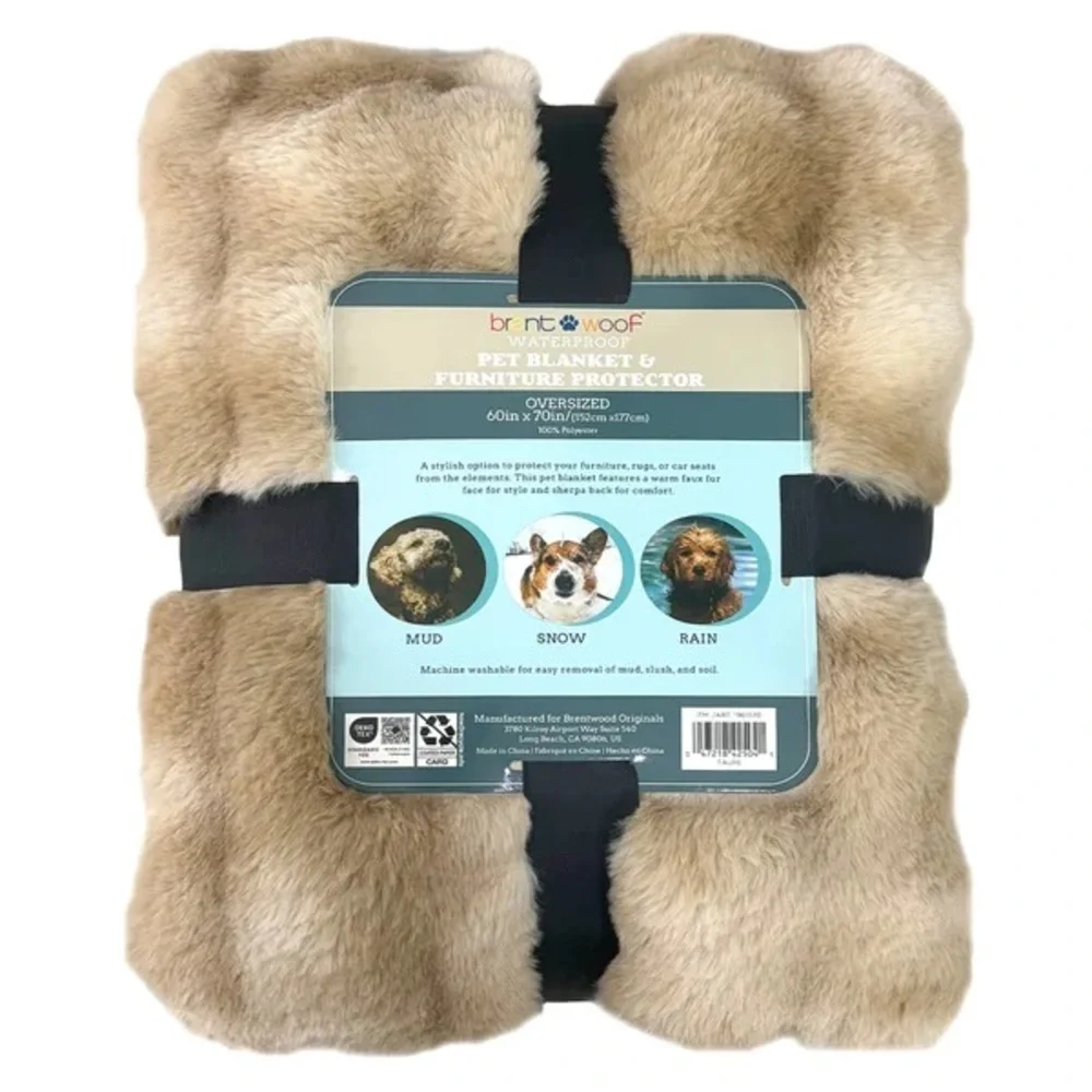 Brentwood Oversized Waterproof Pet Blanket and Furniture Protector, Bubble Fur